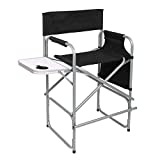 Omysalon 26' Tall Folding Directors Chair with Side Table,Portable Makeup Artist Bar Height, Steel Frame 300 lbs Capacity, 23.7' L x 19.3' W x 40.5' H