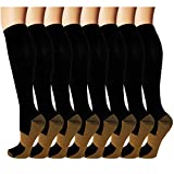 Copper Compression Socks For Men & Women Circulation-Best For Medical Running Hiking Cycling 15-20 mmHg(L/XL)