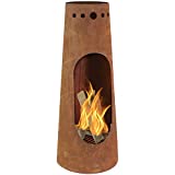 Sunnydaze Sante Fe Steel Chiminea with Rustic Finish - Outdoor Wood-Burning Metal Fire Pit with Log Grate for Cabin, Patio and Backyard - Modern Bonfire Pit - 50-Inch