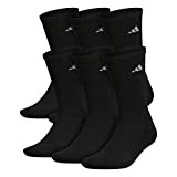 adidas Men's Athletic Cushioned Crew Socks (6-Pair), Black/Aluminum 2, Large