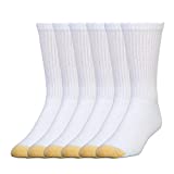 Gold Toe Men's 656s Cotton Crew Athletic Socks, Multipairs, White (6-Pairs), Large