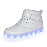 Voovix Unisex LED Shoes Light Up Shoes High Top for Women Men White39