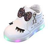 WUAI Kids Casual Sports Athletic Shoes,Baby Girls Novelty LED Light Up Anti-Skid Low-Top Cute Sneakers(White,18-24M)