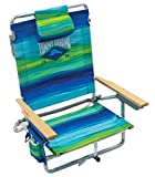 Tommy Bahama 5-Position Classic Lay Flat Folding Backpack Beach Chair, Blue and Green Stripe, 23' x 25.25' x 31.5'