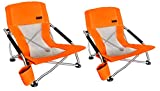 Nice C Low Beach Camping Folding Chair, Ultralight Backpacking Chair with Cup Holder & Carry Bag Compact & Heavy Duty Outdoor, Camping, BBQ, Beach, Travel, Picnic, Festival (Set of 2 Orange)