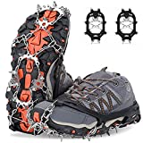 VANNPOOY Ice Crampons, 19 Micro Spikes Ice Cleats for Boots, Anti Slip Ice Grippers for Snowshoes, Traction Snow Grips for Winter Walking, Hiking, Climbing, Mountaineering (Black, X-Large)