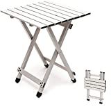 Sunnyfeel Folding Camping Table - Lightweight Aluminum Portable Picnic Table, 18.5x18.5x24.5 Inch for Cooking, Beach, Hiking, Travel, Fishing, BBQ, Indoor Outdoor Small Foldable Camp Tables (Grey)