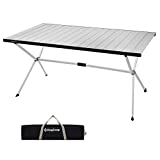 KingCamp Folding Camping Table Aluminum Roll Up Table Oversized Large Camp Table Stable Portable Outdoor Folding Table for Picnic Camping Barbecue Backyard Party,57.4''×31.4''4-6 Person,Support 176lbs