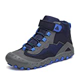 Mishansha Kids Boys Girls Water Resistant Hiking Boots Anti-Skid Outdoor Ankle Climbing Shoes Blue/Brown