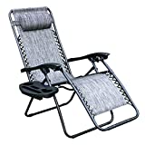 YOMIFUN Zero Gravity Chair, Lawn Chair Recliner Lounge Chair with Removable Pillow and Side Table, Gray
