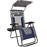 Coastrail Outdoor Premium Zero Gravity Reclining Lounge Chair with Sun Shade, Padded Seat, Cool Mesh Back, Pillow, Cup Holder & Side Table for Sports Yard Patio Lawn Camping, Support 400lbs Navy&Grey
