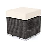 Christopher Knight Home Santa Rosa Outdoor 16' Wicker Ottoman Seat with Water Resistant Cushion, Multibrown / Beige