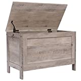 HOOBRO Storage Chest, Retro Toy Box Organizer with Safety Hinge, Sturdy Entryway Storage Bench, Wooden Look Accent Furniture, Easy Assembly, Greige BG75CW01