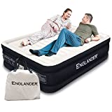 ﻿Englander Queen Size Air Mattress w/ Built in Pump - Luxury Double High Inflatable Bed for Home, Travel & Camping - Premium Blow Up Bed for Kids & Adults - Black