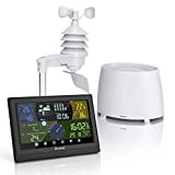 Weather Station with Outdoor Sensors, DOVEET Wireless Weather Stations with Rain Gauge, Wind Speed Gauge, Weather Forecast, Air Pressure, Indoor Outdoor Temperature & Humidity, Moon Phase, Alarm Clock