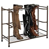 mDesign Boot Storage and Organizer Rack, Space-Saving Holder for Rain Boots, Riding Boots, Dress Boots - Holds 6 Pairs - Sleek, Modern Design, Sturdy Steel Construction - Espresso Brown