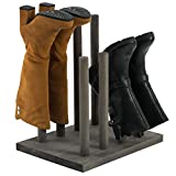 MyGift 4-Pair Vintage Gray Solid Wood Boot Rack Organizer Tall Boots Drying Stand