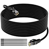 Cat 6 Outdoor Ethernet Cable 150 Feet,Elecan Heavy Duty Cord(from 25-300ft) Direct Burial & Indoor POE Cat6 Network LAN RJ45 Patch Ether Cat 5e Cat 5 Cable,Waterproof UV PE Jacket+15 Ties-(45.75m)