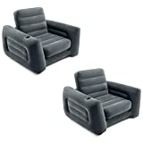 Intex 66551EP Inflatable Pull-Out Sofa Chair Sleeper that works as a Air Bed Mattress, Twin Sized (2 Pack)