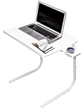 Table Mate II TV Tray Table - Folding TV Dinner Table, Couch Table Trays for Eating Snack Food, Stowaway Laptop Stand, Portable Bed Dinner Tray - Adjustable TV Table with 3 Angles, Cup Holder, White