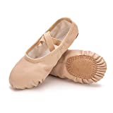 RoseMoli Ballet Shoes for Girls/Toddlers/Kids/Women, Leather Yoga Shoes/Ballet Slippers for Dancing 3.5 Big Kid Nude