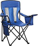 Amazon Basics Folding Mesh-Back Outdoor Camping Chair With Carrying Bag - 34 x 20 x 36 Inches, Blue