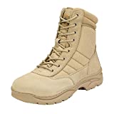 NORTIV 8 Men's Military Tactical Work Boots Side Zipper Leather Outdoor Motorcycle Combat Boots Sand Size 11 M US Trooper