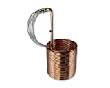 Coldbreak Homebrew 6-11 Gallon Batch Copper Immersion Wort Chiller, Large, 3/8” x 60' Pure Copper, Leak Free Compression Barbs, Tubing and Garden Hose Fitting, USA Made