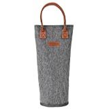 Single Bottle Insulated Wine Tote, 1 Bottle Wine Carrier Bag Padded Wine Cooler Perfect Wine Lover's or Wedding Gift-Grey