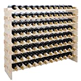 Smartxchoices 96 Bottle Stackable Modular Wine Rack Wooden Wine Storage Rack Free Standing Wine Holder Display Shelves, Wobble-Free, Solid Wood, (8 Row, 96 Bottle Capacity) (96 Bottle)