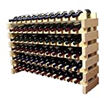 Stackable Modular Wine Rack Wine Storage Rack Wine Holder Display Shelves for Wine Cellar or Basement , Freestanding Wine Rack Thick Wood Wobble-Free (Unfinished, 12 X 6 Rows (72 Slots))