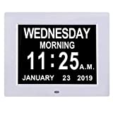 TMC [Newest Version] 8 Inch Digital Calendar Day Clock - Extra Large Non-Abbreviated Day&Month Impaired Vision Memory Loss Clock with 12 Alarm Options for Seniors, Elderly, Dementia, Alzheimer
