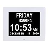[2022 Newest] Digital Day Calendar Clocks 3 Medicine Reminders Extra Large Non-Abbreviated Day Date Month Dementia Clock for Senior Elderly Impaired Vision Memory Loss Clock