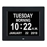 TMC [Newest Version Digital Calendar Day Clock -Extra Large Impaired Vision Memory Loss Clock with 12 Alarm Options for Seniors, Elderly, Dementia, Alzheimer (8-inch,Black)