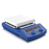 Magnetic Stirrer with Hotplate, 7 Inch Ceramic Hotplate, Speed and Temperature Adjusting, with Timer and Display, max 20L Stirring Capacity, 50 to 1500rpm, up to 510°C(950°F), for lab use