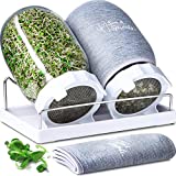 Sun & Sprouts Complete Sprouting Kit - 2 Large Wide-Mouth Mason Jars, Premium Screen lids, Blackout Sleeves, Tray and sprouter Stand - for Growing Broccoli, Mung Bean, Alfalfa Sprout from Seed