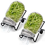 2 Pack Seeds Sprouting Kit, Mason Jar Germination Growing Kits, Wide Mouth Jars Germinator, Indoor Sprouter Set for Broccoli Alfalfa Beans Microgreens Sprouts