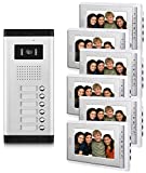 AMOCAM 6 Units Apartment Video Intercom System, 7 Inches Monitor Wired Video Door Phone Kit, Can See Hear Video Doorbell Kits, Monitoring, Unlock, Dual Way Door Intercom, 6 PCS Screen for Household