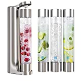 FIZZpod Soda Maker - Fizzy Drink Machine with 3 PET Bottles, 3 Caps, 1 Carbonator Cap and Manual - Make Homemade Sparkle Water, Juice, Coffee, Tea and Cocktail Drinks with Fruit (Silver)