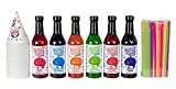 12.7oz Snow Cone Syrups (6 Pack W/Cups/Straws)