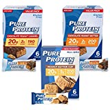Pure Protein Bars, High Protein, Nutritious Snacks to Support Energy, Low Sugar, Gluten Free, Peanut Butter Lovers Variety Pack, 1.76 oz, Pack of 18