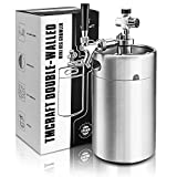 TMCRAFT 128OZ Double-Walled Mini Keg Growler, Pressurized Home Beer Dispenser System with Detachable Faucet and Regulator Keep Fresh and Carbonation for Craft Beer Draft/Homebrew