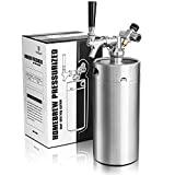 TMCRAFT 128oz Mini Keg Growler, Pressurized Stainless Steel Home Keg Kit System with Updated Co2 Regulator Keeps Fresh and Carbonation for Homebrew, Craft and Draft Beer