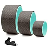 Yoga Wheel Set, Strong & Comfortable Sports Yoga Wheel for Back Pain, Stretching, Improving Flexibility, Free Yoga Strap & Guide, Green&Black (3 Pack, 13, 10, 6 inch)
