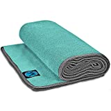Youphoria Yoga Towel Microfiber Non Slip Yoga Mat Towel 24 x 72, Mint Towel/Gray Stitching