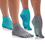 Gaiam Yoga Socks - Grippy Non Slip Sticky Toe Grip Accessories for Women & Men - Hot Yoga, Barre, Pilates, Ballet, Dance, Home - Frost 2-Pack