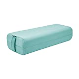 REEHUT Yoga Bolster Pillow, Comfortable Meditation Pillow of Mixed Density, Covered with Machine Washable Suede Pillowcase with Handle (Turquoise)
