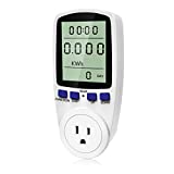 kuman KW47-US Electricity Usage Monitor Plug Power Watt Voltage Amps Meter with Digital LCD, Overload Protection and 7 Display Modes for Energy Saving (NO-Backlight), white