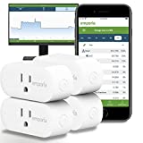 Smart Plug with Energy Monitoring | 15A Max / 10A Continuous | WiFi Smart Outlet | Emporia App | Alexa | Google | ETL Certified (Package of 4)
