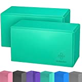 Overmont Yoga Block 2 Pack Supportive Latex-Free EVA Foam Soft Non-Slip Surface for General Fitness Pilates Stretching and Meditation